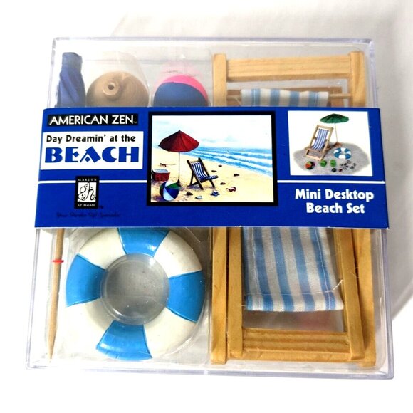 Vintage Desktop Beach Set American Zen, Graduation or Colleague Gift (New) - Picture 1 of 4